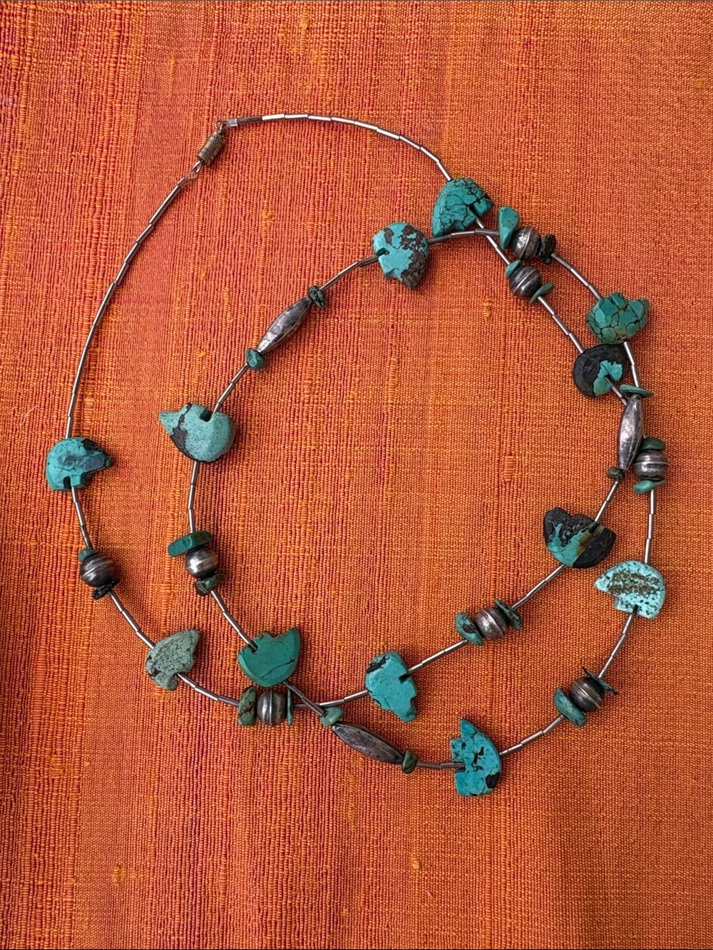 Vintage Native American Silver fetish bear necklace